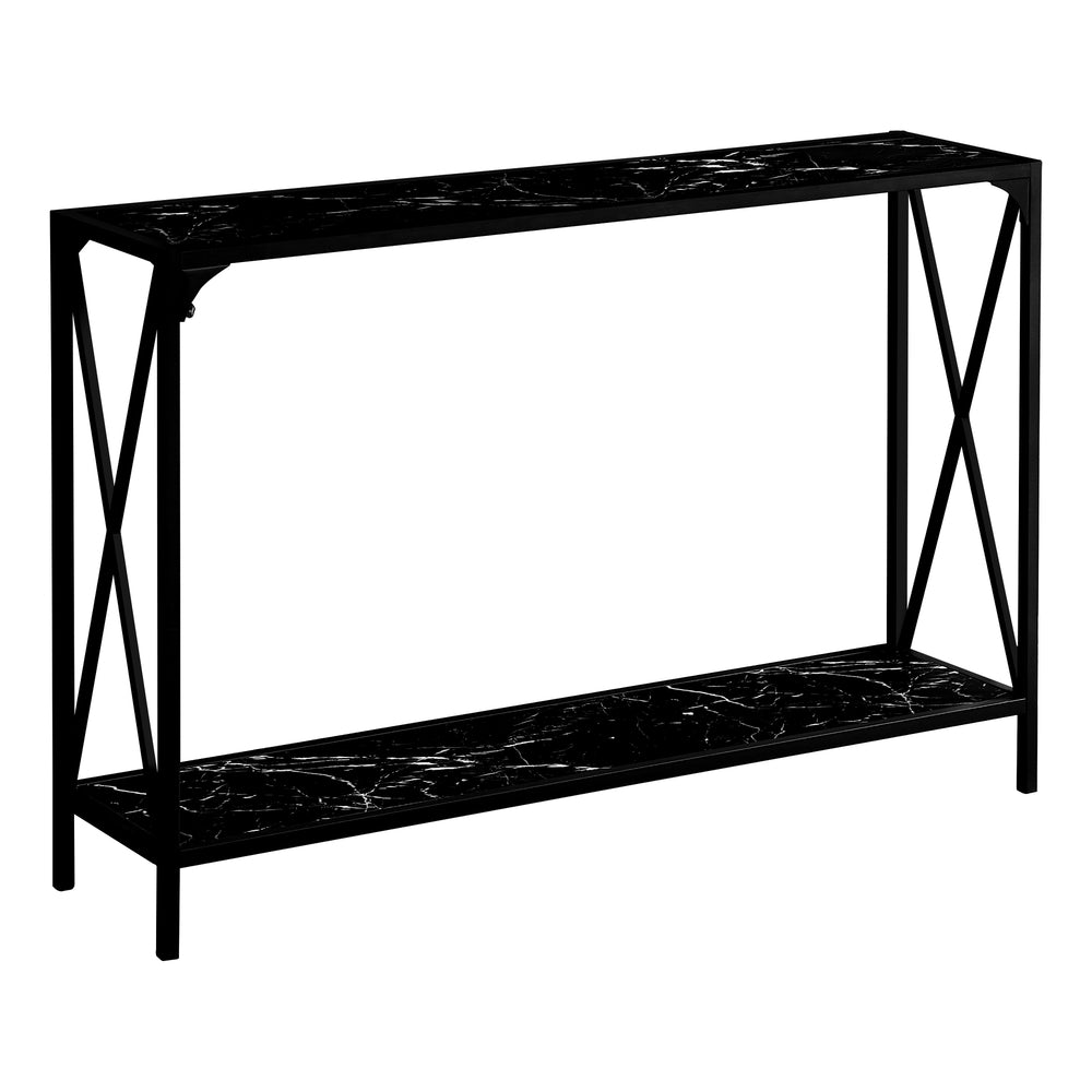 Image of Monarch Specialties - 2126 Accent Table - Console - Entryway - Narrow - Sofa - Living Room - Bedroom - Metal - Black Marble