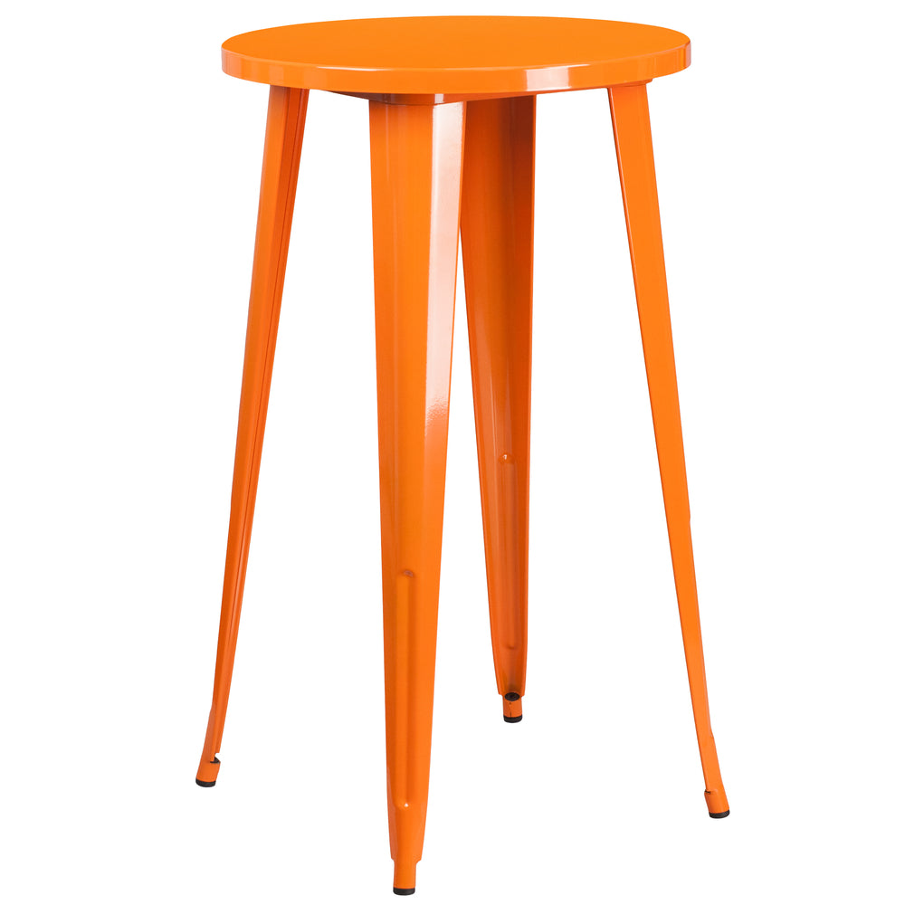 Image of 24" Round Orange Metal Indoor-Outdoor Bar Height Table (CH-51080-40-OR-GG)