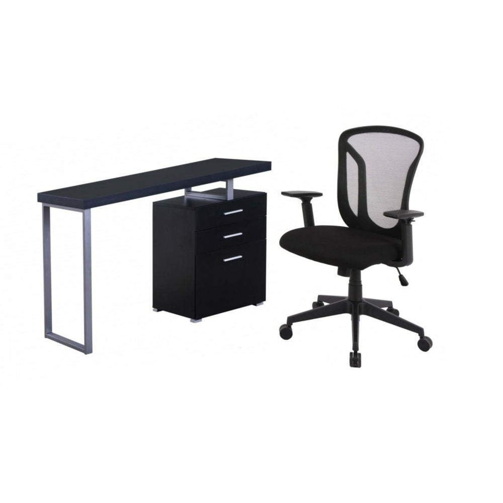 Image of Brassex Olivia Office Chair & Desk Set - Black