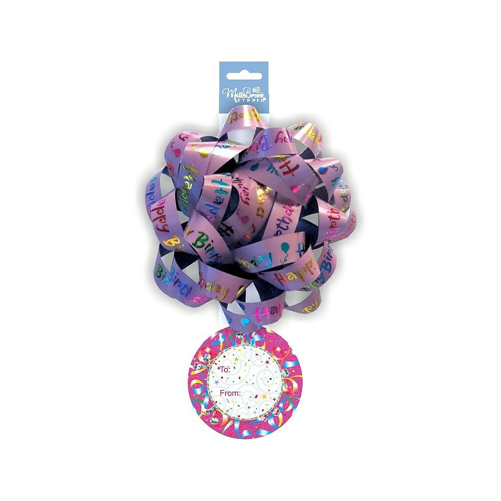 Image of Millbrook Studios Printed Happy Birthday 6" Confetti Bow With Tag, 12 Pack (76030)