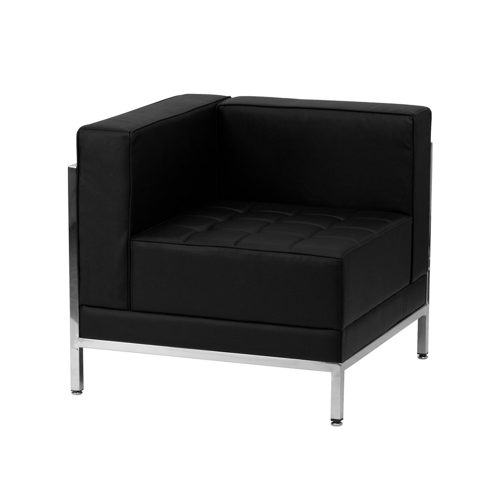 Image of Flash Furniture HERCULES Imagination Series Contemporary Black Leather Left Corner Chair with Encasing Frame