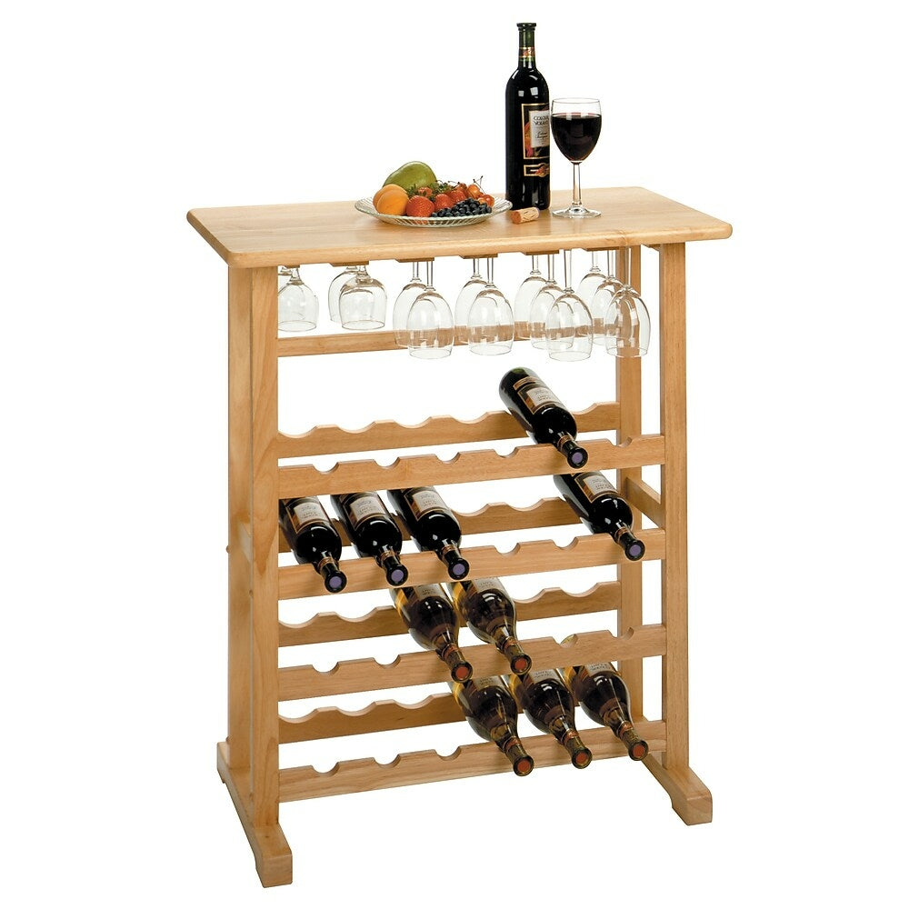 Image of Winsome 24-Bottle Wine Rack with Glass Rack, Natural