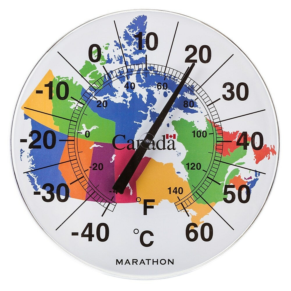 Image of Marathon Large 12" Indoor/Outdoor Thermometer, Map of Canada
