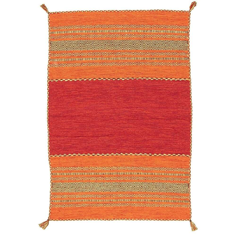 Image of eCarpetGallery Bold & Colourful Wool Kilim - 8' x 10' - Red