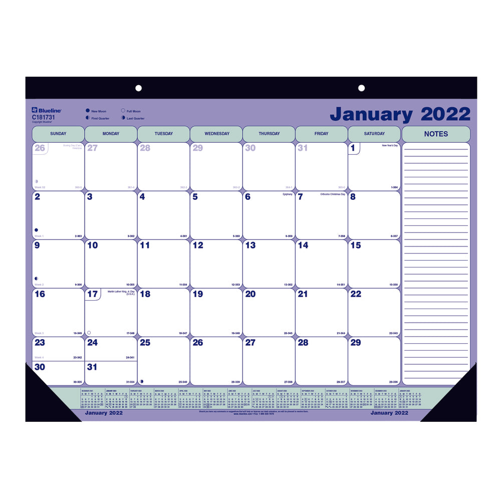 Blueline 2022 Monthly Desk Pad Calendar - 21-1/4" X 16" - English | Staples.ca