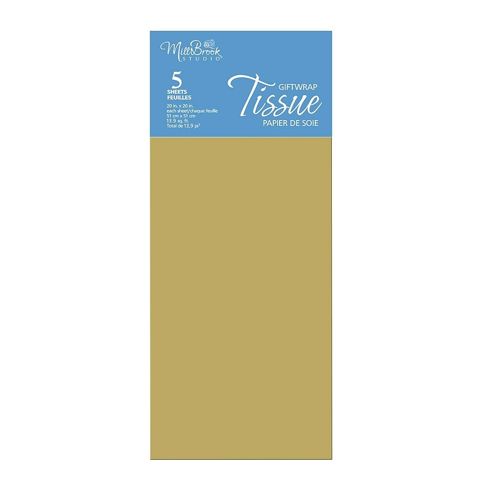 Image of MillBrook Studio Metallic Tissue, Gold, 12 Pack (93041), Yellow