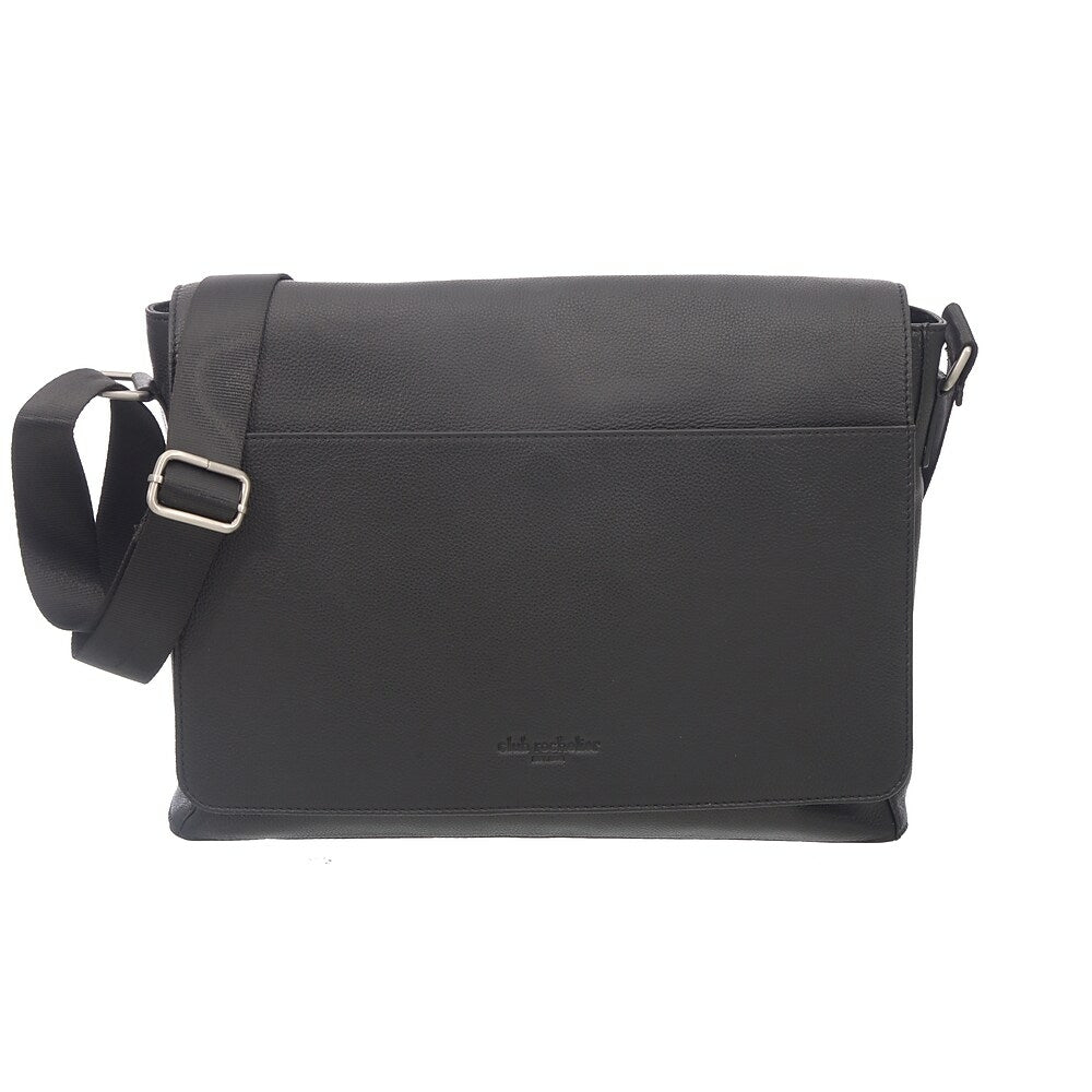 Image of CLUB ROCHELIER Leather Flap Crossbody Messenger Bag, Black
