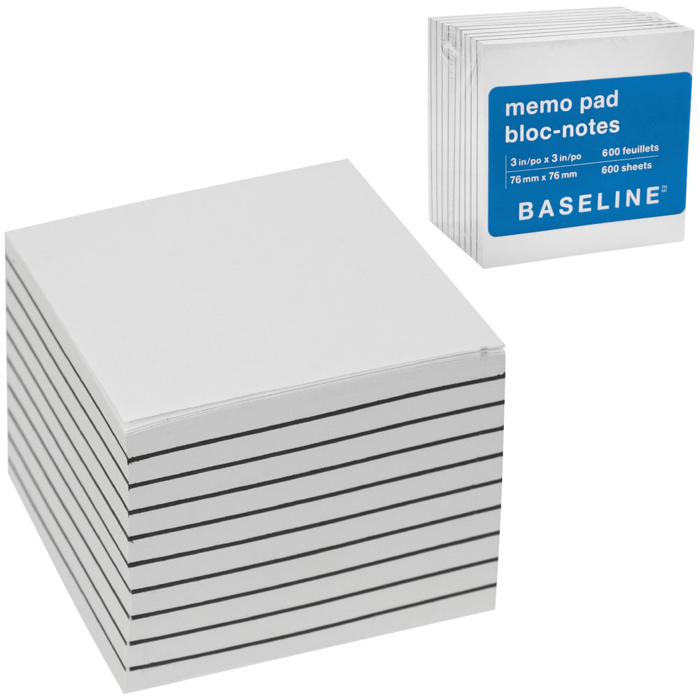 Image of Baseline 3" x 3" Memo Pad - 600 Sheets, White