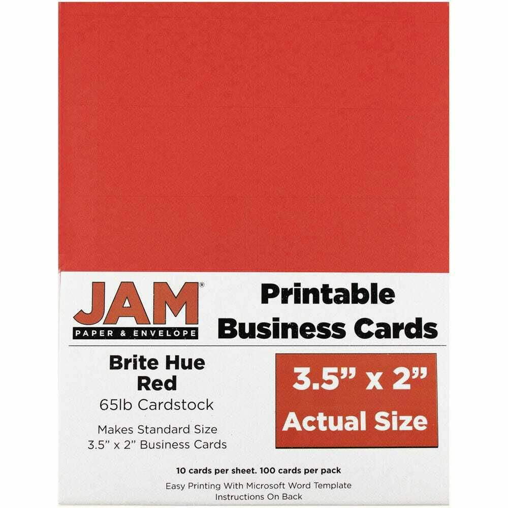Image of JAM Paper Printable Business Cards - 3-1/2" x 2" - Red - 100 Pack