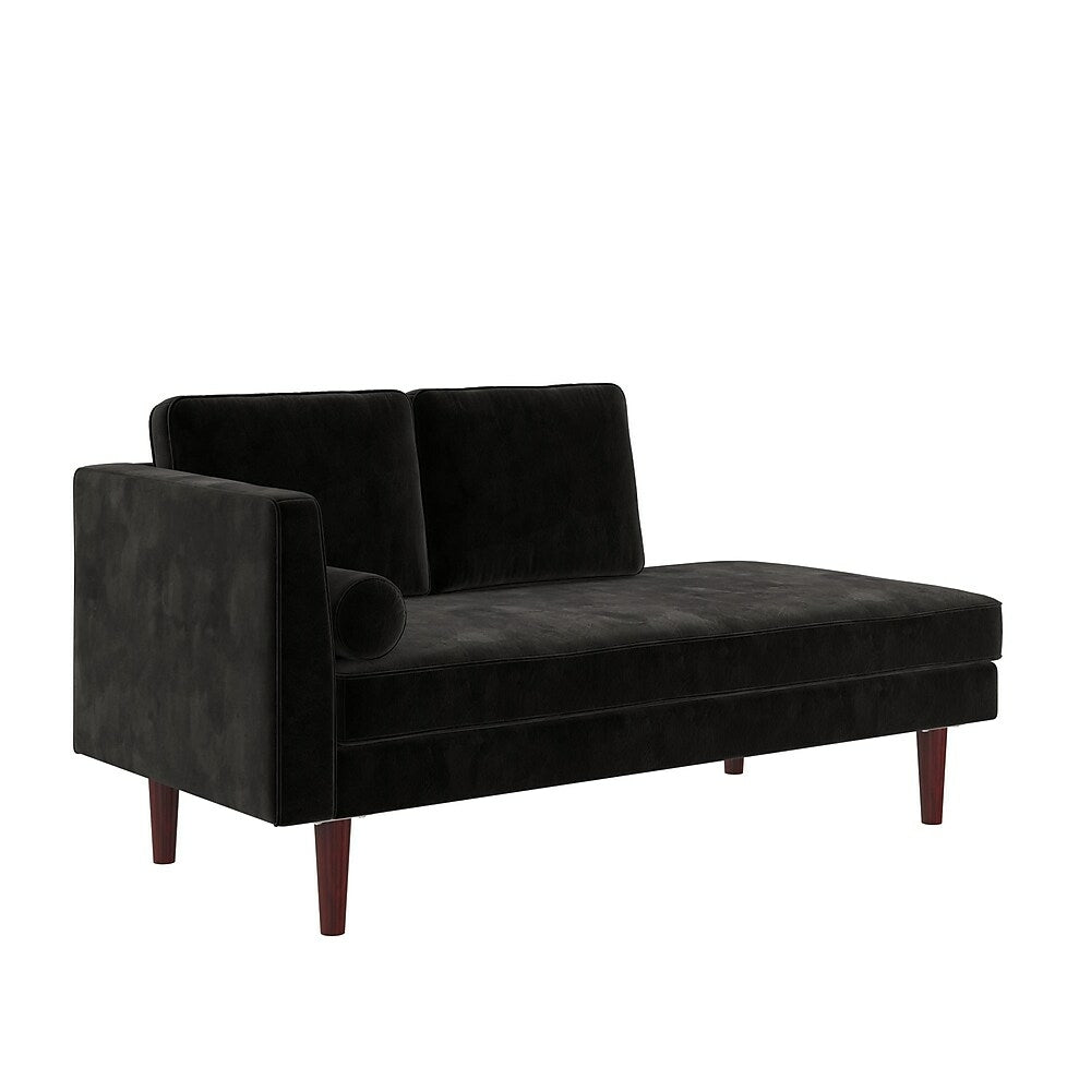 Image of DHP Nola Mid Century Modern Upholstered Daybed/Chaise - Black Velvet