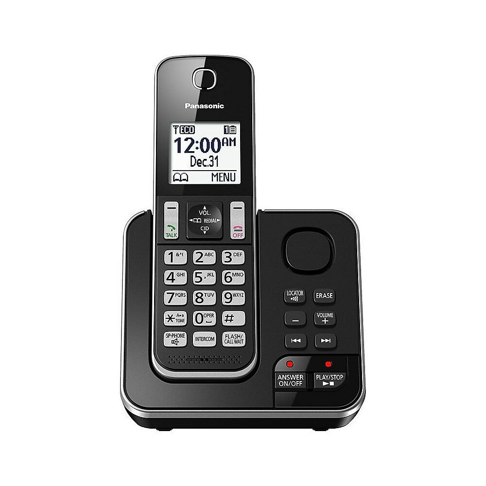 Image of Panasonic KXTGD390B 1-Handset Cordless Phone with Answering Machine, Black