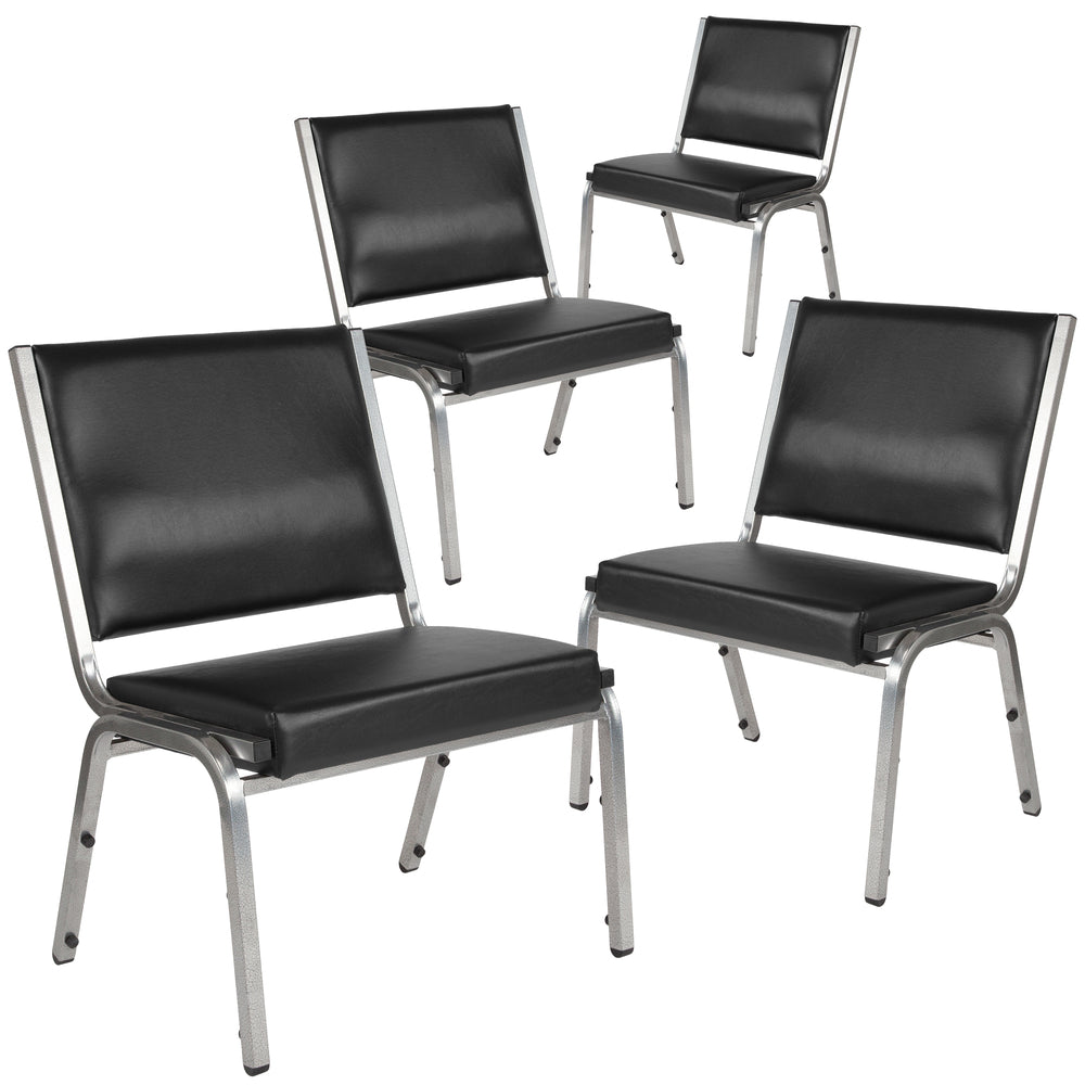 Image of Flash Furniture HERCULES Series Black Antimicrobial Vinyl Bariatric Medical Reception Chair, 4 Pack