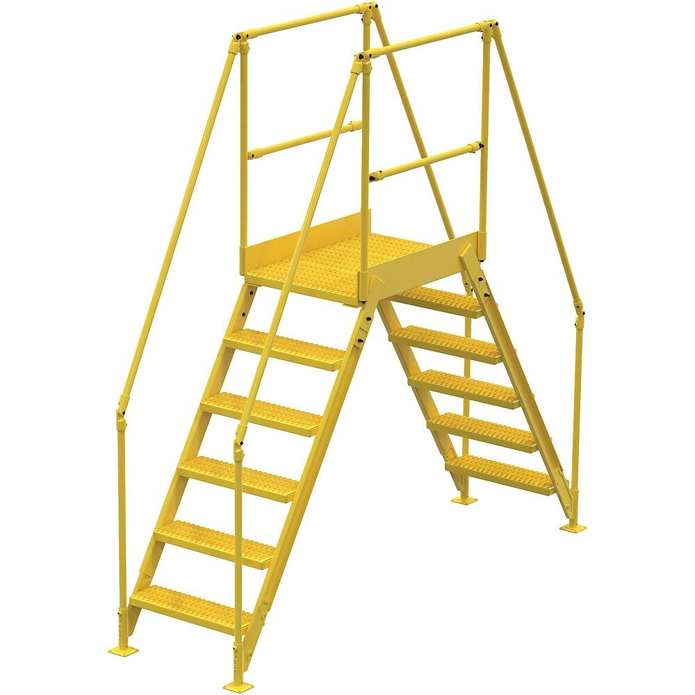 Image of Vestil Crossover Ladder, Platform Height: 60", Overall Span: 104" (COL-6-56-23), Yellow