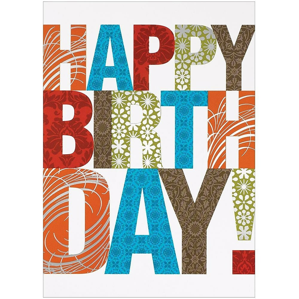 Image of JAM Paper Blank Birthday Cards Set, Happy Birthday Contemporary, 25/Pack (526M0426WB)