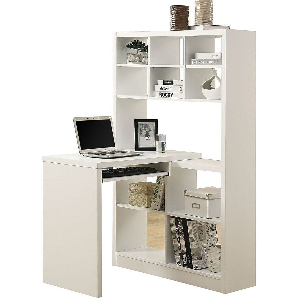 Image of Monarch Specialties - 7022 Computer Desk - Home Office - Bookcase - Corner - L Shape - Work - Laptop - Laminate - White