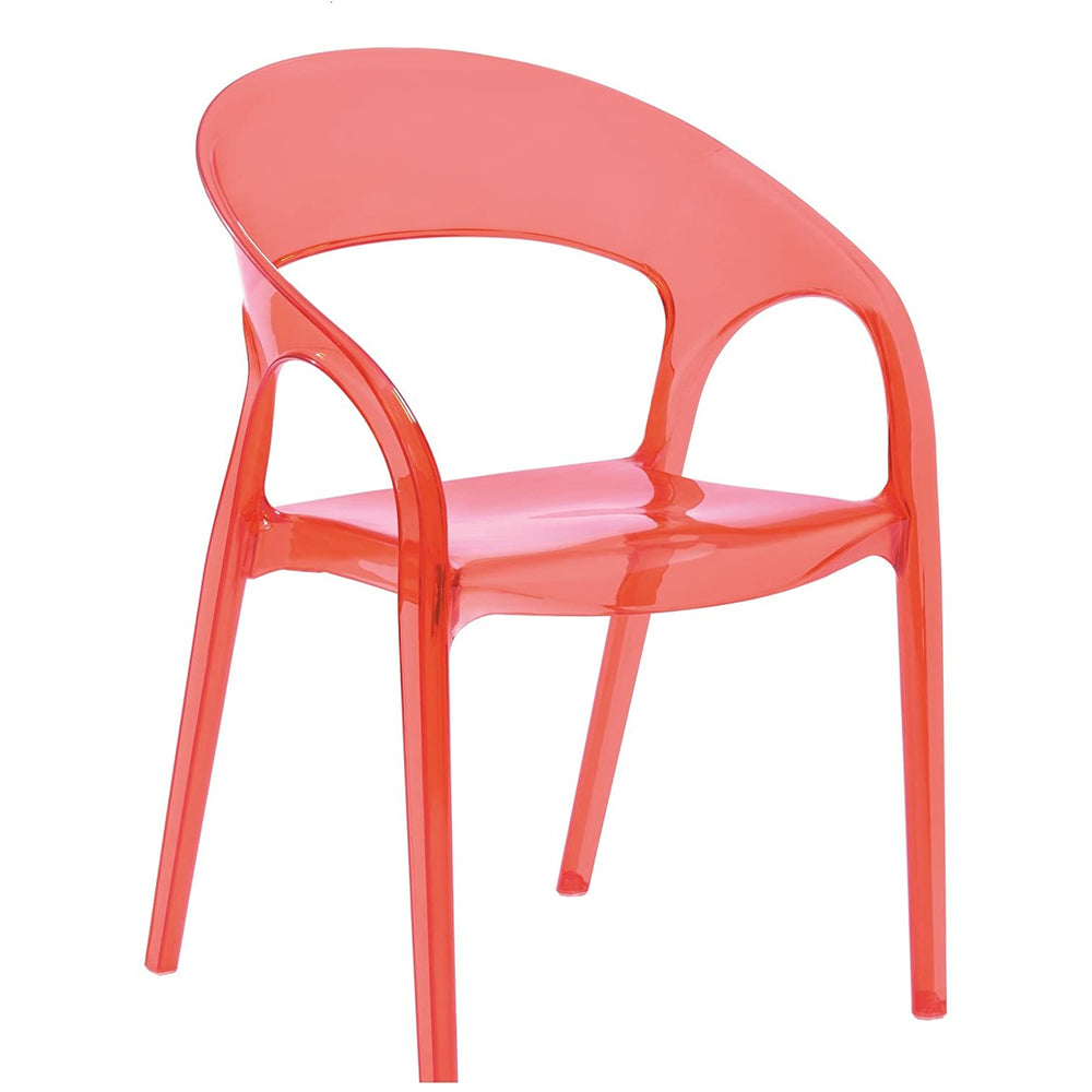 Image of Wind AP6144-RD Side Chair, Clear Dining Chair Polycarbonate Plastic in Red Transparent Crystal, 4 Pack