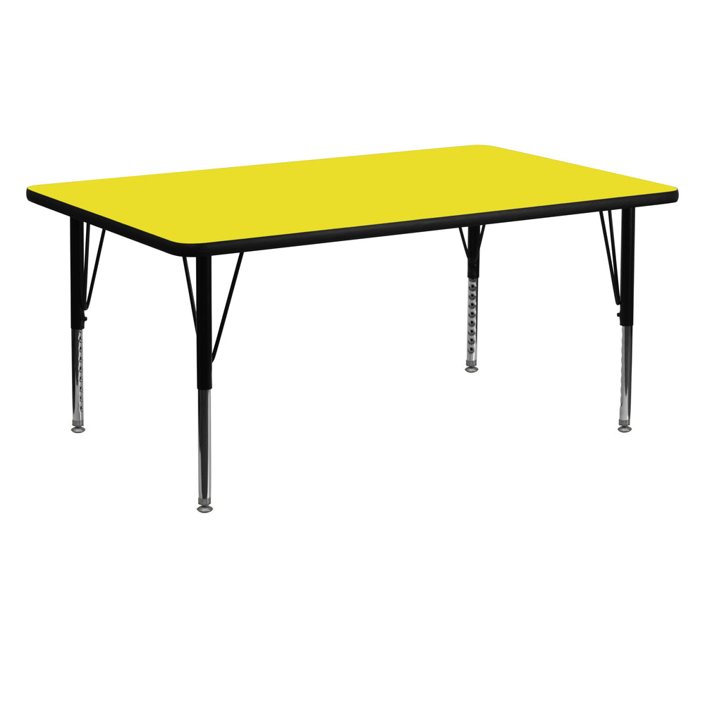 Image of Flash Furniture 24"W x 60"L Rectangle Activity Table with 1.25" High Pressure Top and Adjustable Pre-School Legs, Yellow