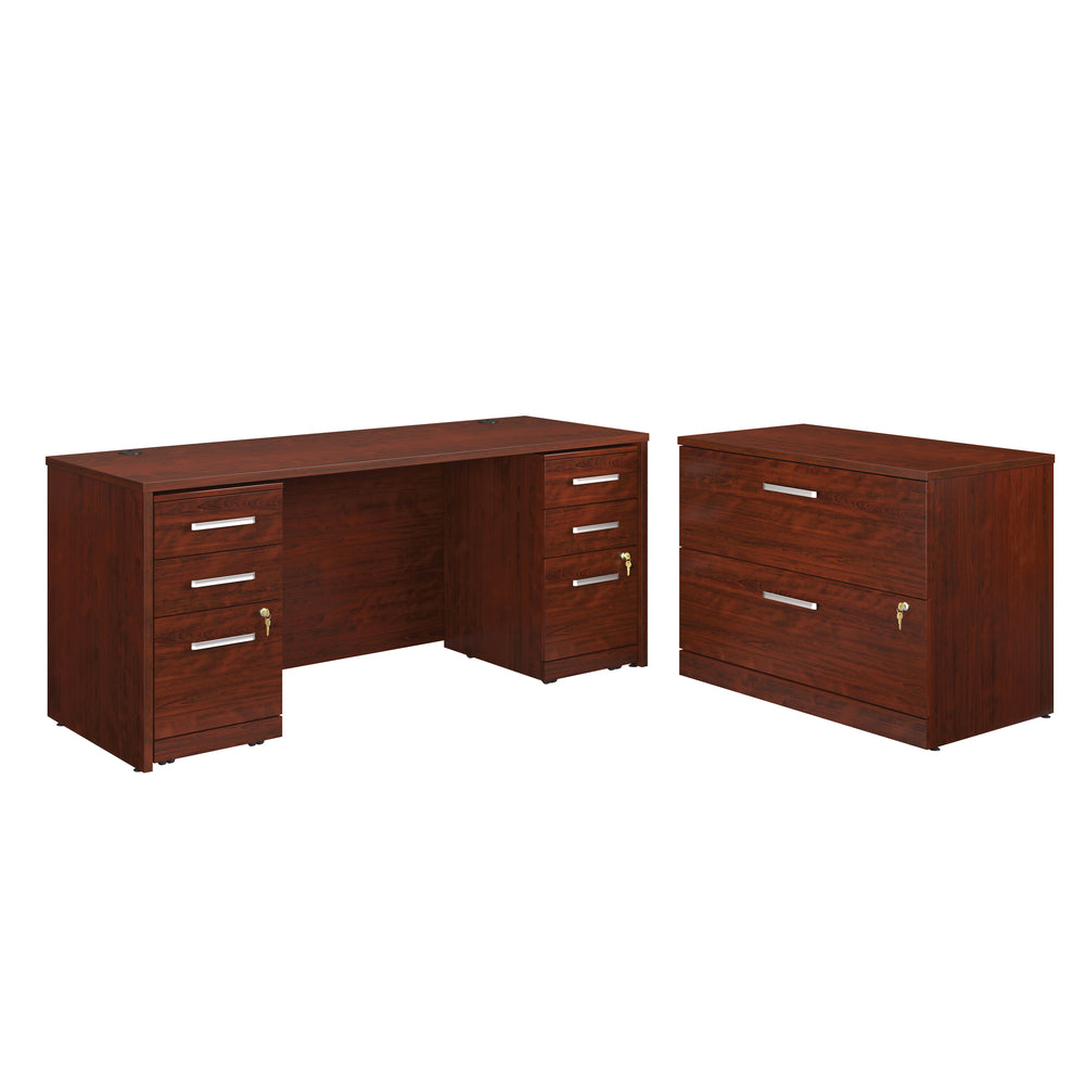 Image of Sauder Affirm 2-File Double Ped Desk - Classic Cherry (430199)