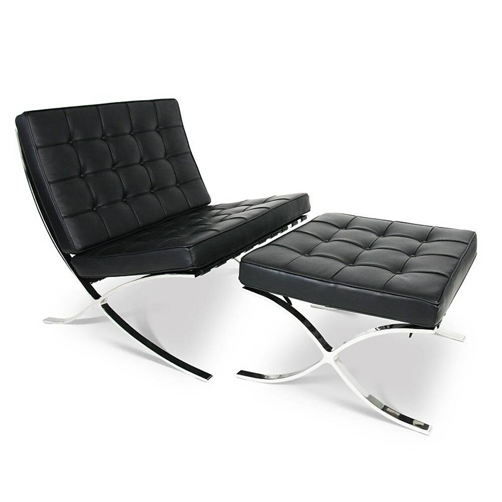 Image of Nicer Furniture OCC Barcelona Chair with Ottoman, Black