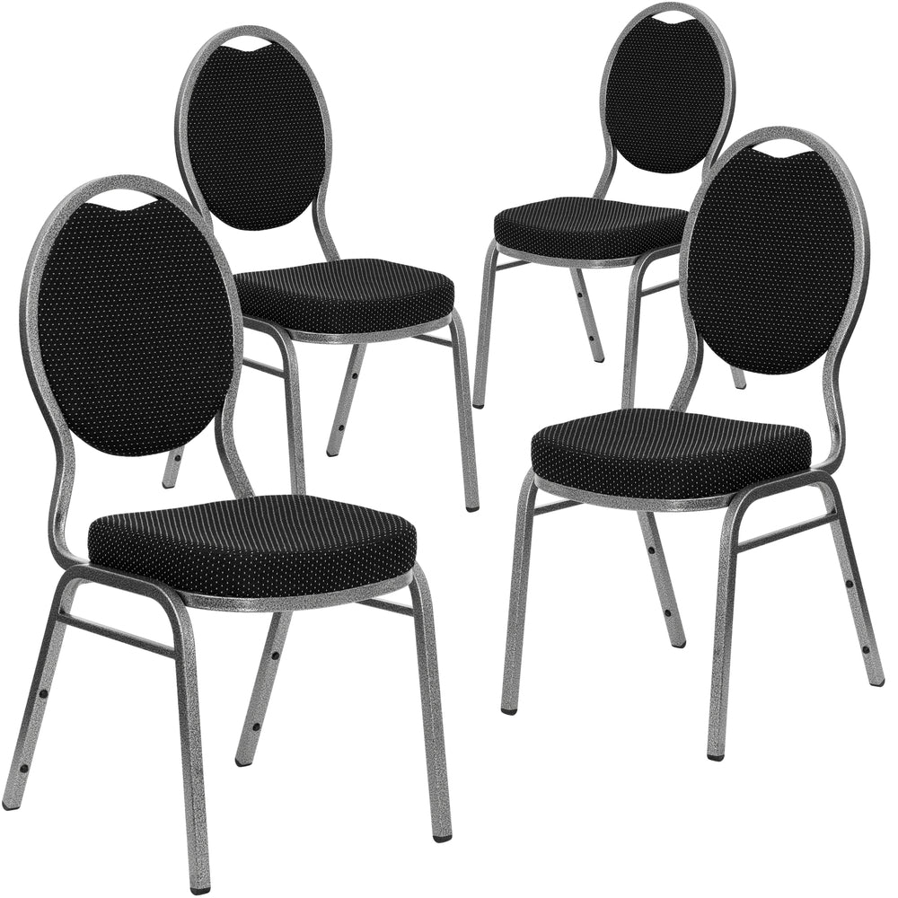 Image of Flash Furniture Black Vinyl Side Reception Chair with Chrome Sled Base - 4 Pack