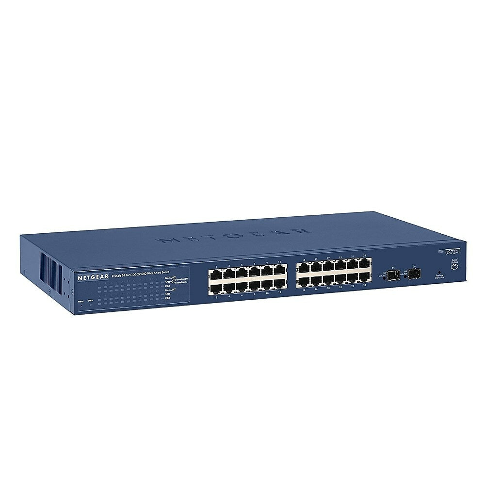 Image of Netgear 24-Port Gigabit Smart Managed Pro Switch, 2 SFP, L2, ProSAFE Lifetime Protection (GS724T-400NAS)