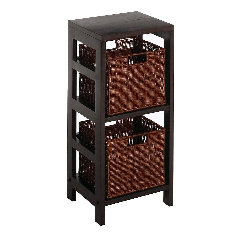 Image of Winsome Leo 3-Piece Shelf and Baskets; One shelf, 2 Small Baskets, Espresso