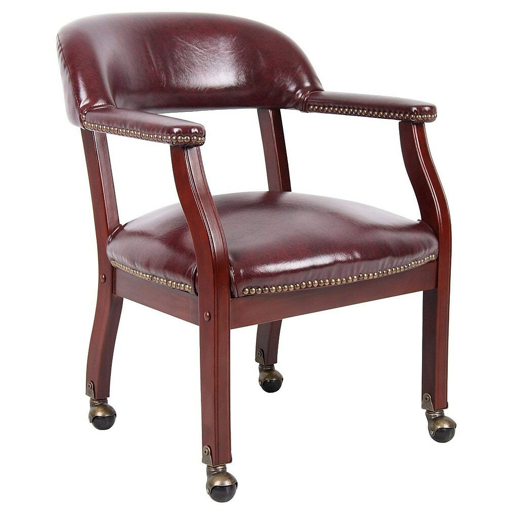 Image of Nicer Furniture Traditional Captain's Chair, Burgundy, Red