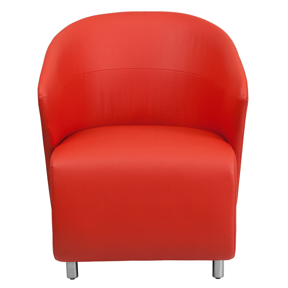 Image of Flash Furniture Leather Curved Barrel Back Lounge Chair - Red