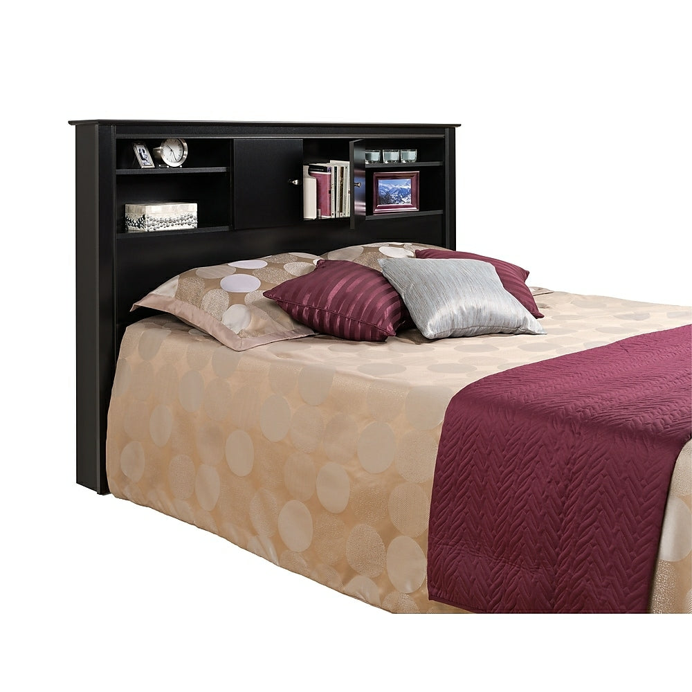 Image of Prepac Kallisto Bookcase Headboard With Doors, Black