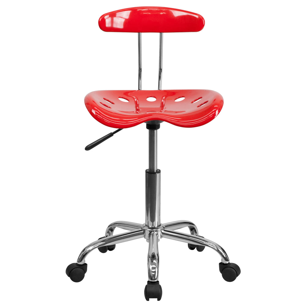 Image of Flash FurnitureRed & Chrome Swivel Task Chair with Tractor Seat
