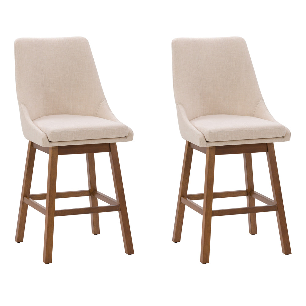 Image of CorLiving Boston Formed Back Fabric Barstool - Beige - 2 Pack, Brown