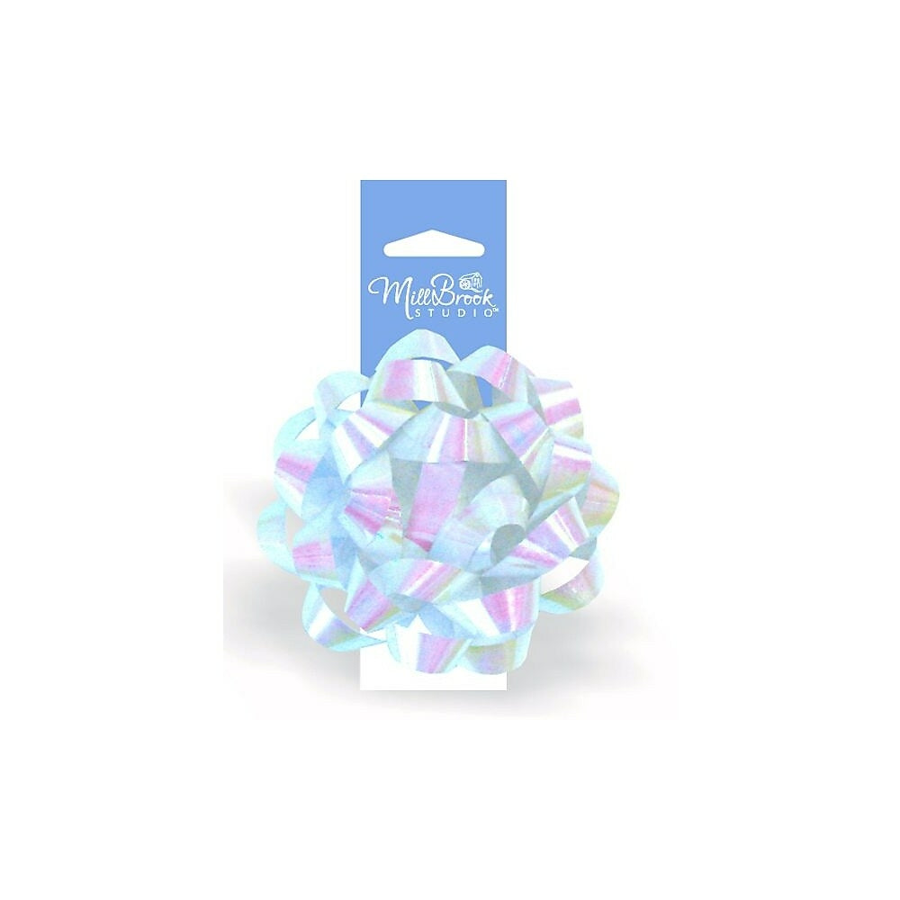 Image of Millbrook Studios 5" Confetti Bow, Iridescent White, 12 Pack (00393)