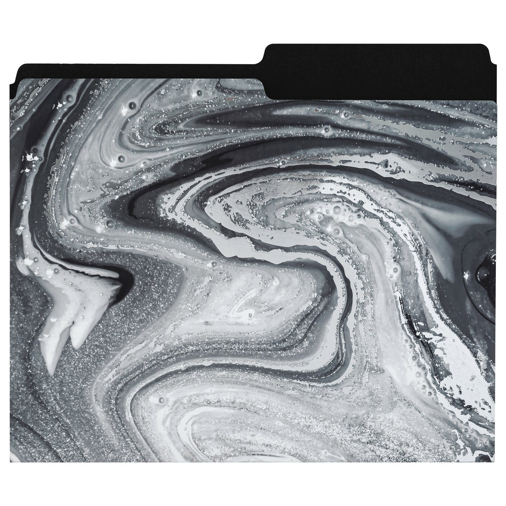 Image of Merangue Fashion File Folder - Letter Size - Black and Silver Marble