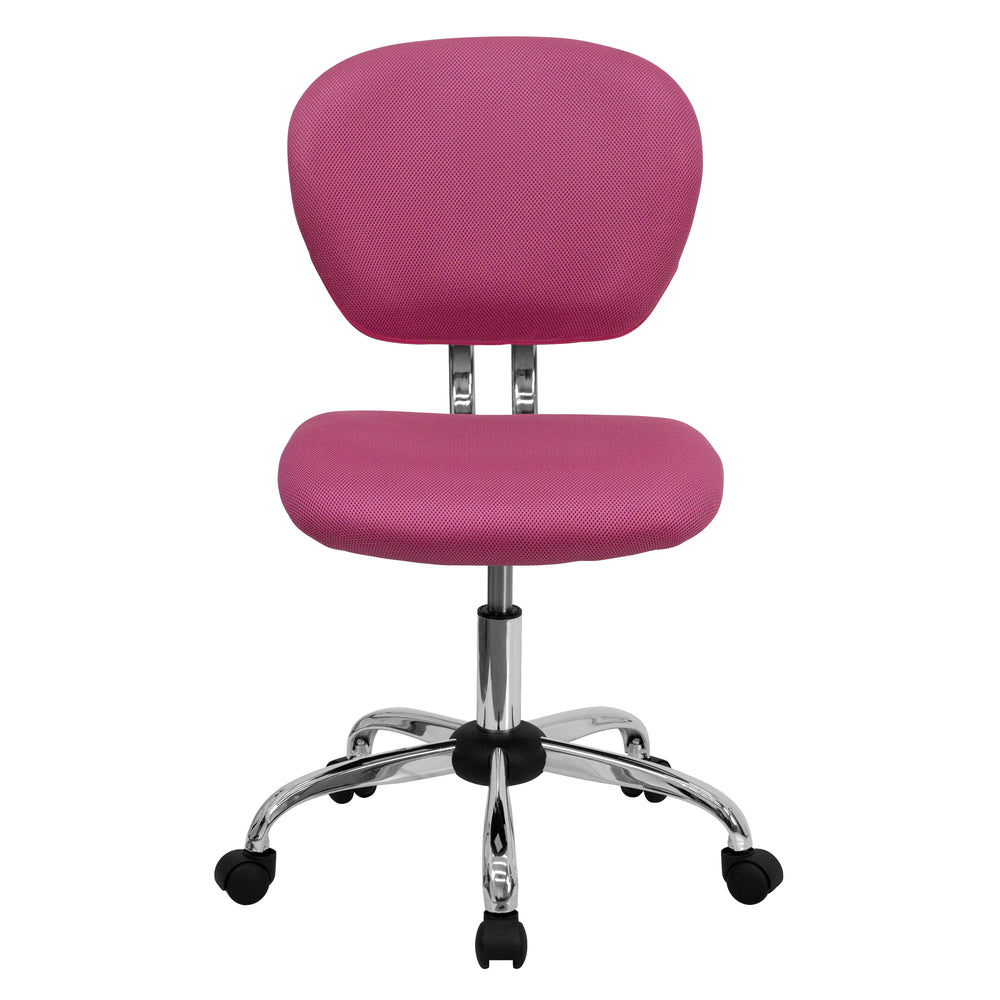 Image of Flash Furniture Mid-Back Mesh Padded Swivel Task Chair with Chrome Base - Pink