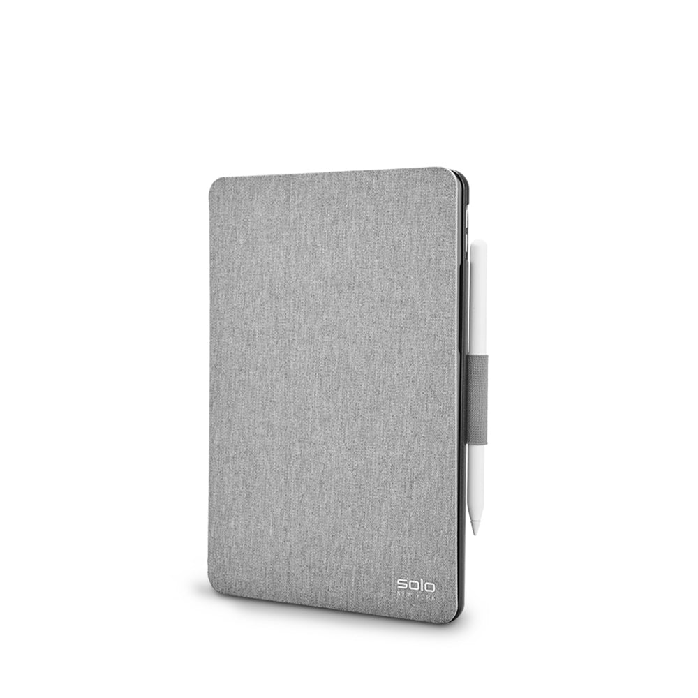 Image of Solo IPD2303-10 Recycled, Antimicrobial, sleep/wake, multi angle viewing Slim Tablet Case with Stylus loop for 10.2" iPad - Grey