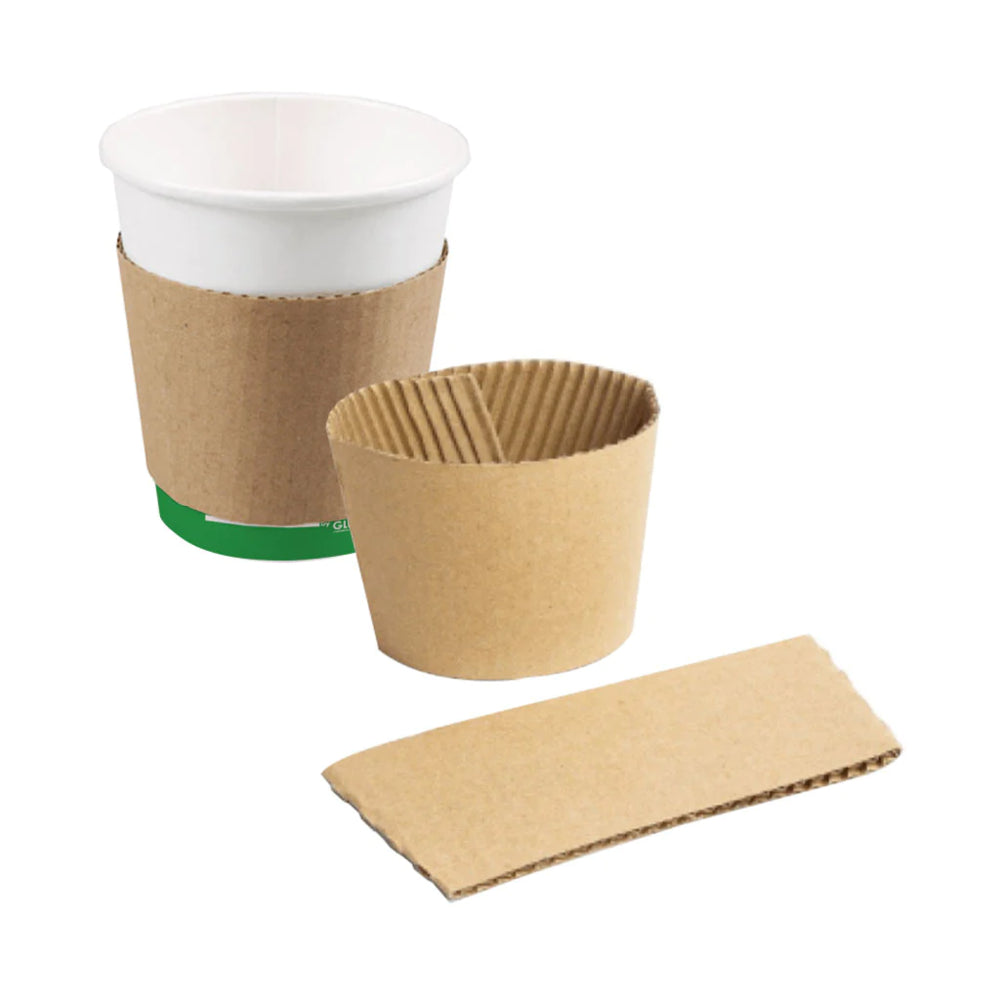 Image of Globe Commercial Kraft Coffee Cup Sleeve for 12-20oz - Brown - 1000 Pack