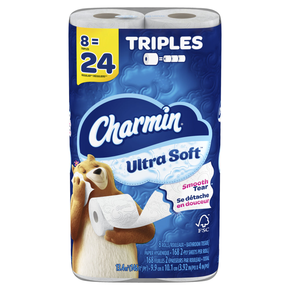 Image of Charmin Ultra Soft Toilet Paper - 168 Sheets Per Roll - 8 Triple Rolls, 8 Pack