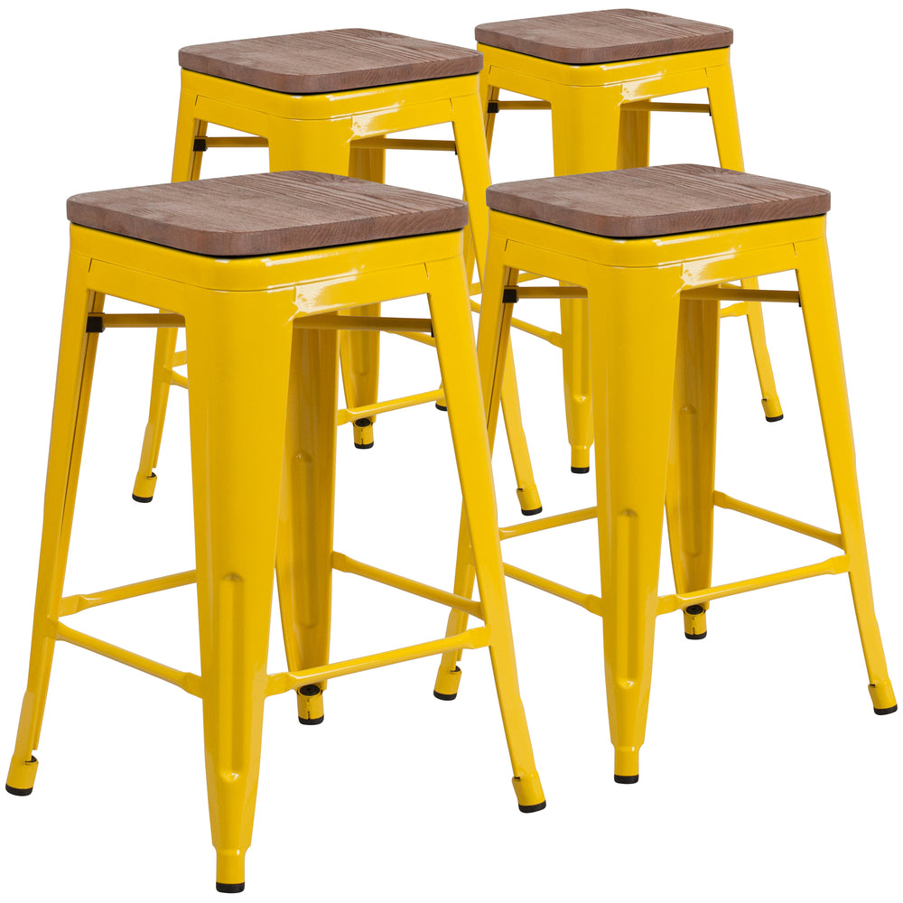 metal stool yellow