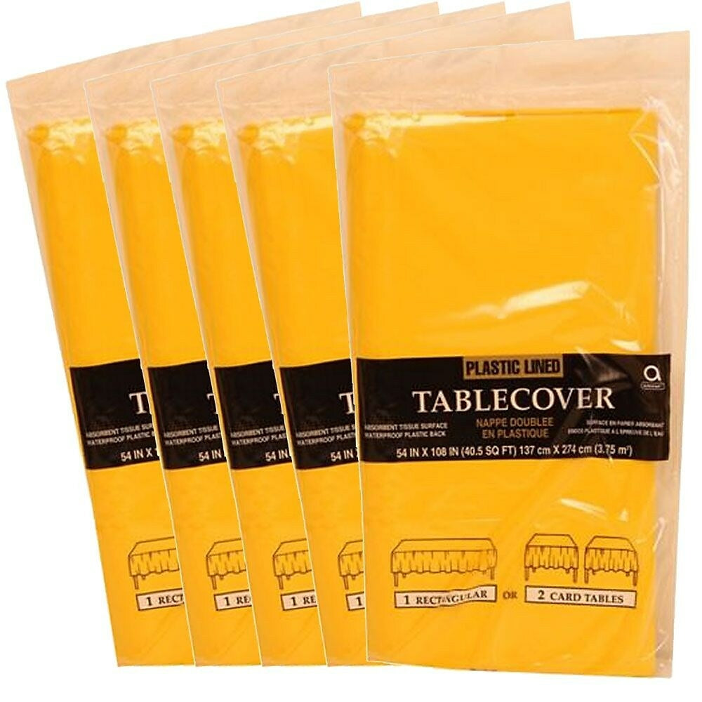 Image of JAM Paper Paper Table Covers, Yellow Table Cloths, 5 Pack