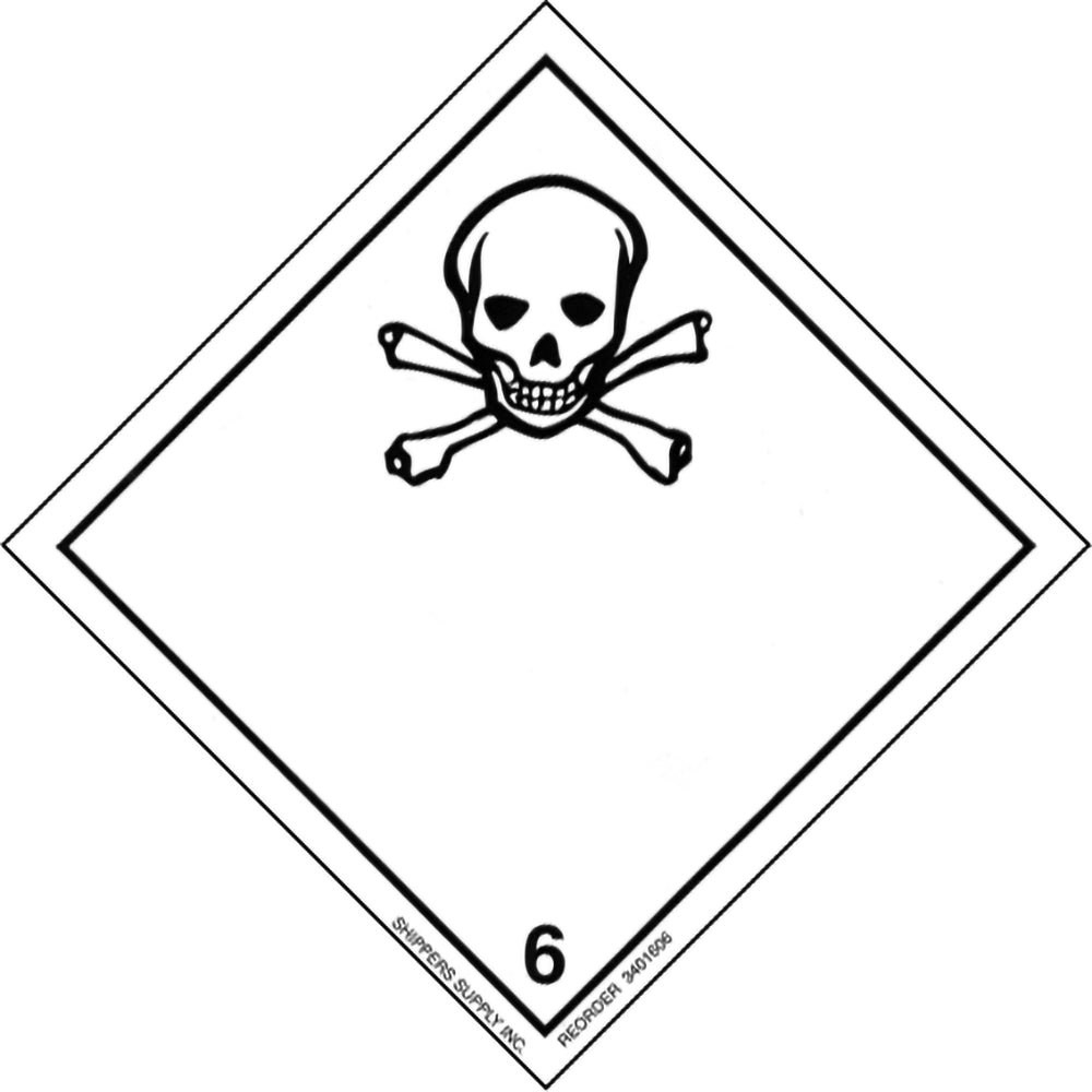 Image of SPC DG Label Class 6 Poison - 4" x 4" - Black on White - 500 Pack