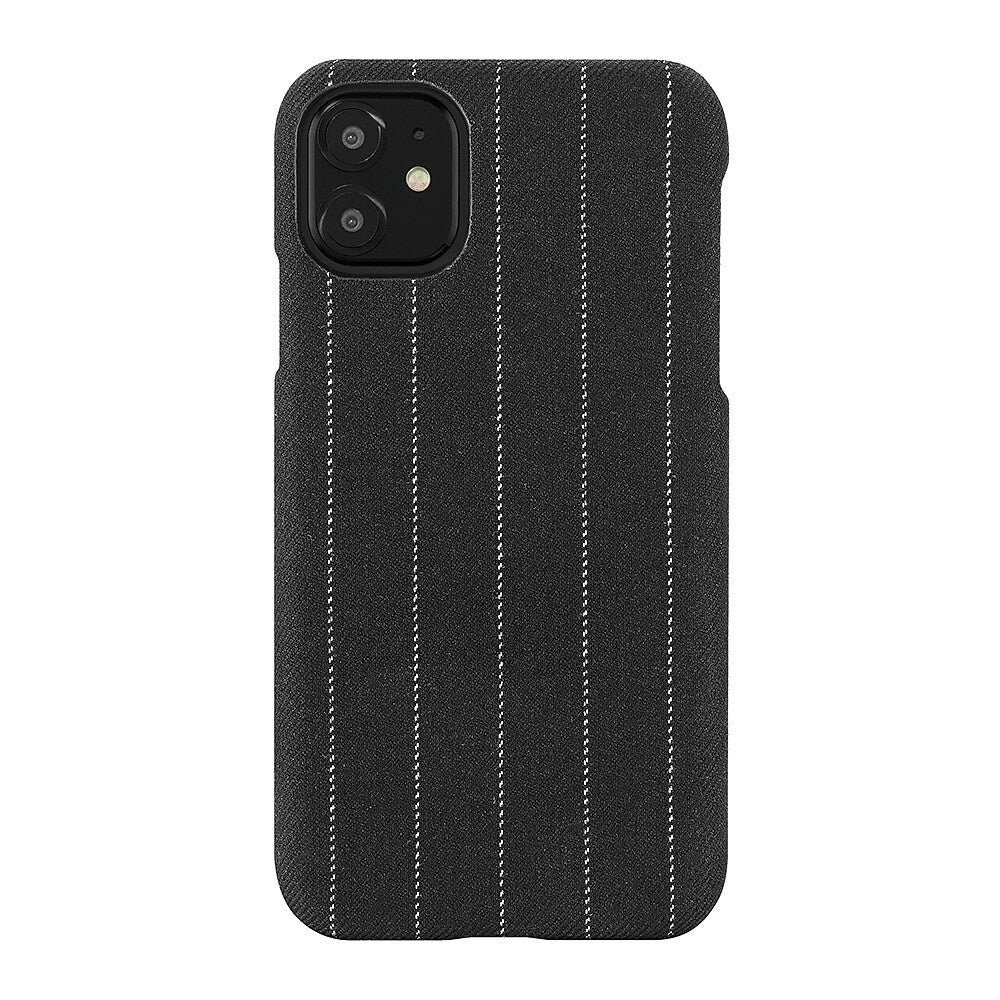 Image of Gry Mattr Pinstripe Fabric Case for iPhone 11, XR - Charcoal, Black