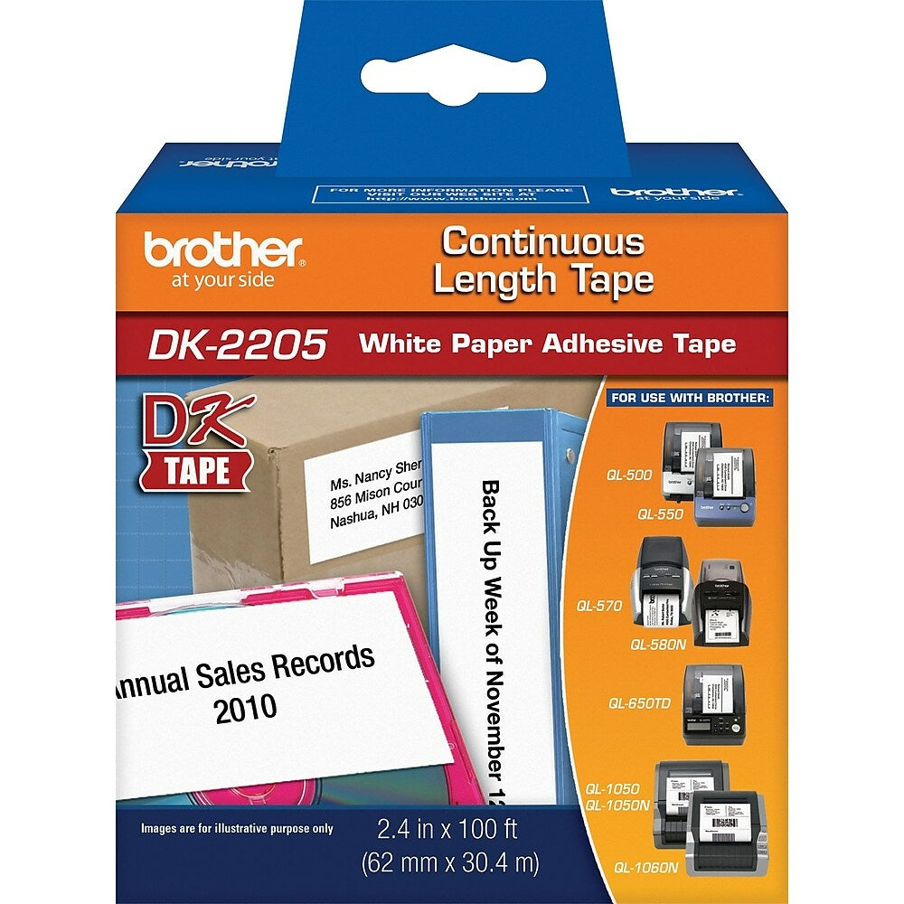 Image of Brother DK2205 Continuous Length Paper Label - 2-1/2" Black on White