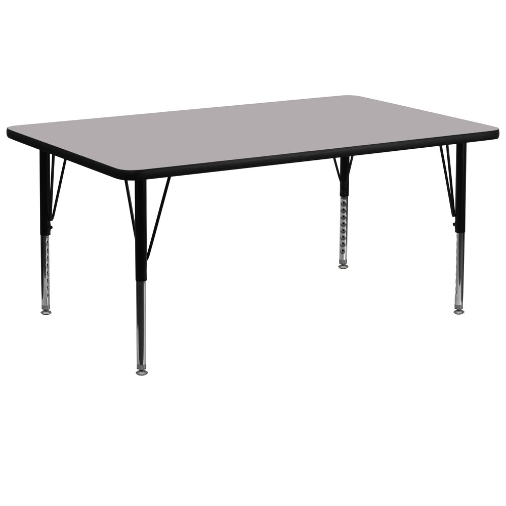 Image of Flash Furniture 30"W x 72"L Rectangular Grey Thermal Laminate Activity Table - Height Adjustable Short Legs