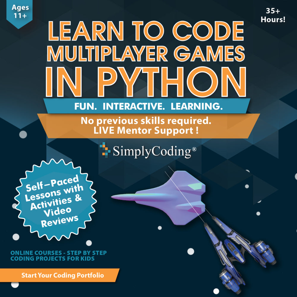 Image of Simply Coding Coding for Kids Learn to Code Multiplayer Games in Python Course Age 12 Plus [Digital Download]