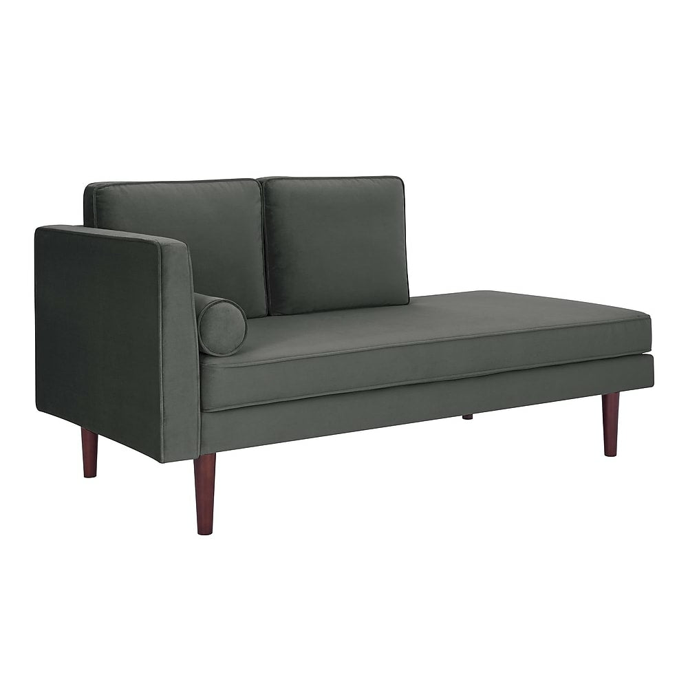Image of BHG Nola Mid Century Modern Upholstered Daybed/Chaise, Grey Velvet