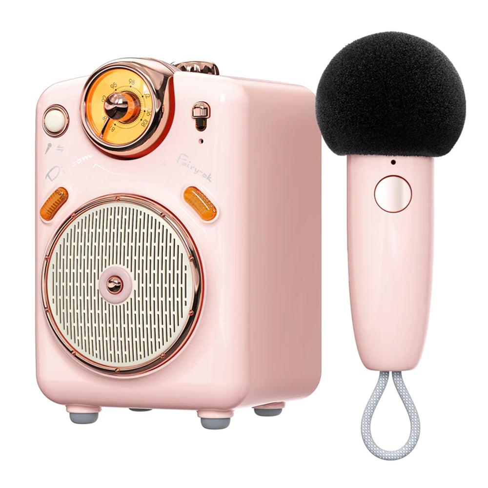 Image of Divoom Fairy-OK Retro Mini Karaoke Speaker - Pink