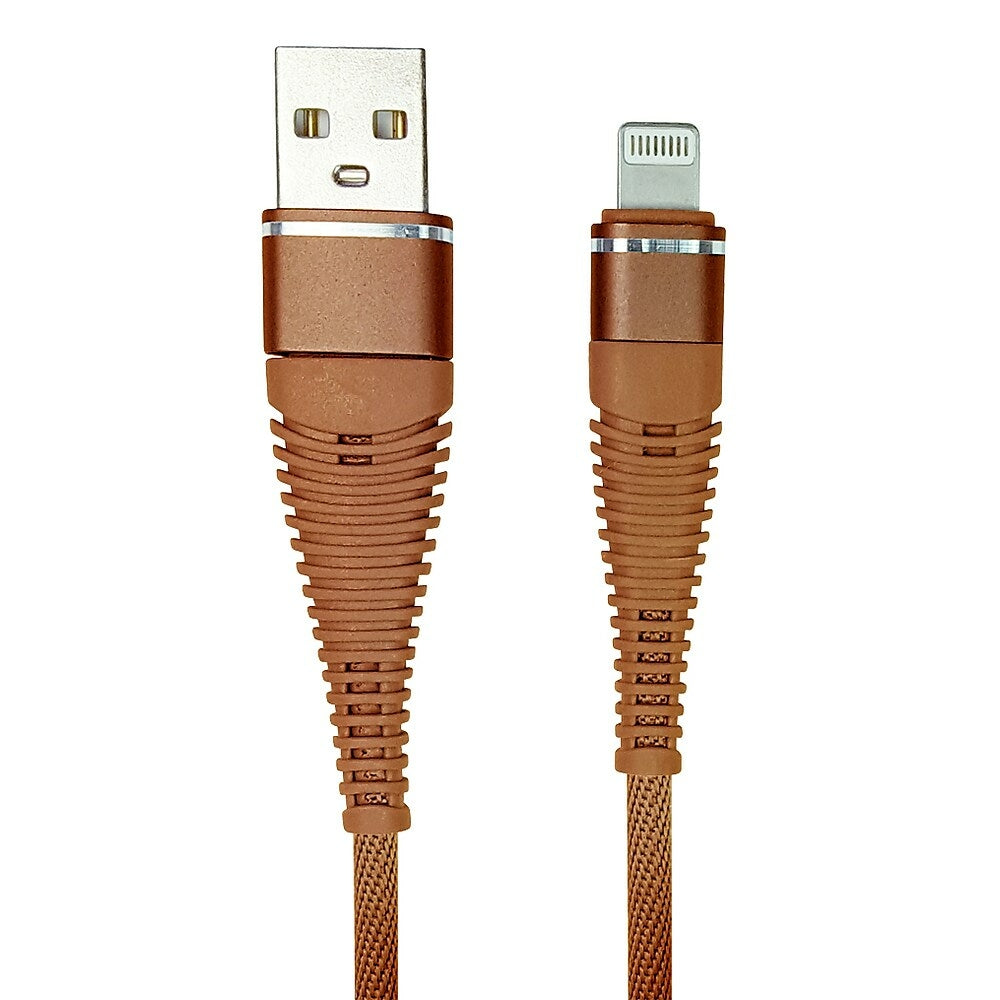 Image of Exian Lightning USB Cable Nylon Braided, 1m, Bronze, Brown