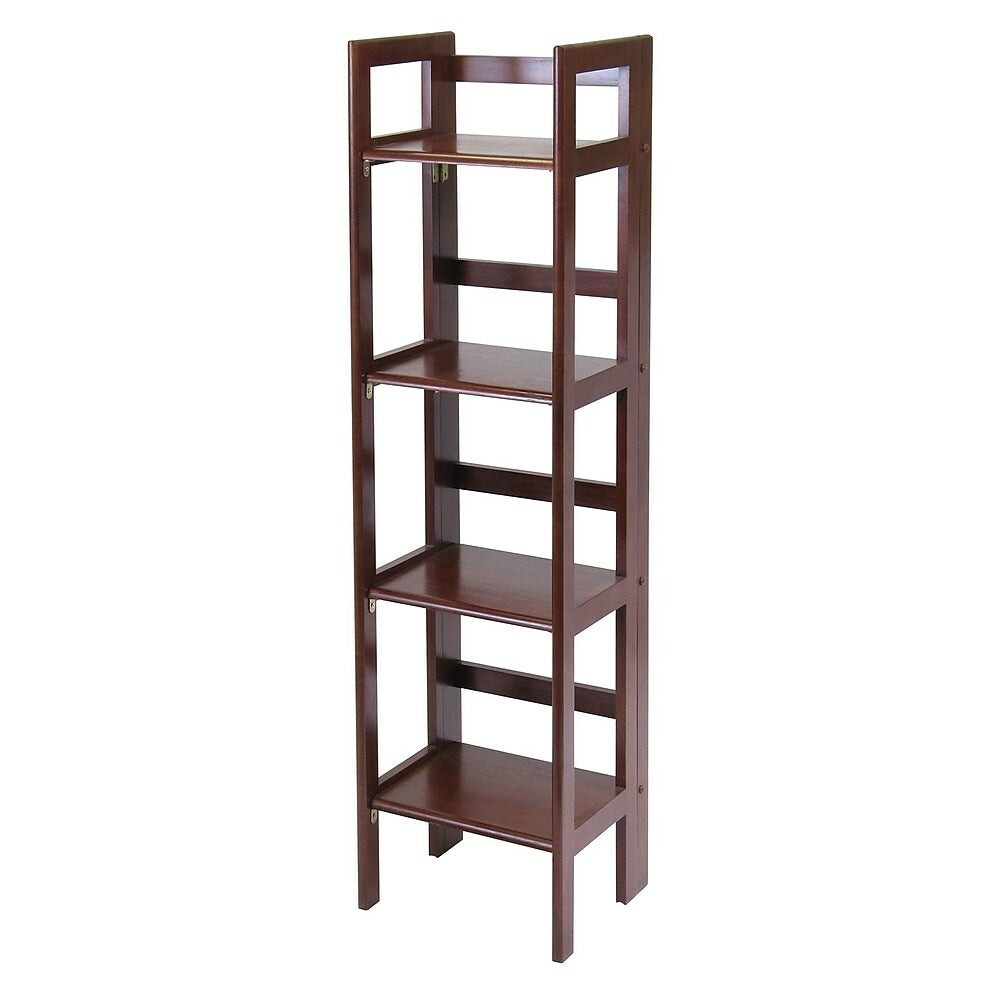 Image of Winsome 4-Tier Folding Shelf, Narrow, Antique Walnut