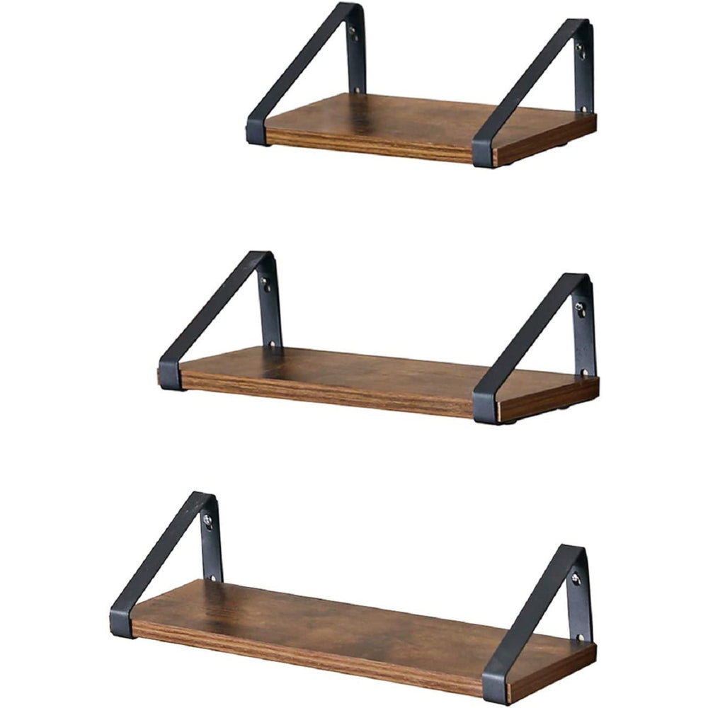 Image of Vasagle Industrial Rustic Wood Style Floating Wall Shelves - 3 Pack