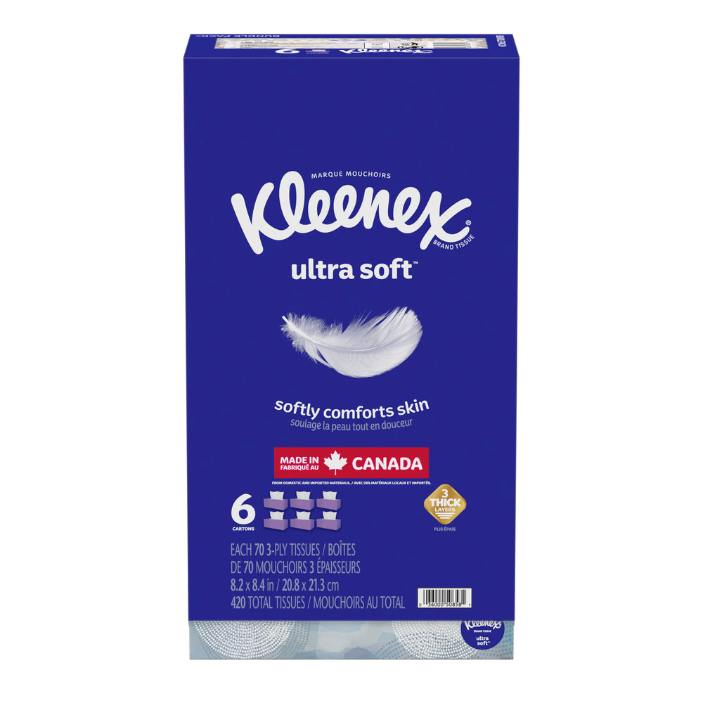 Image of Kleenex Ultra Soft 3-Ply Tissues - 70 Sheets/Pack - 6 Pack
